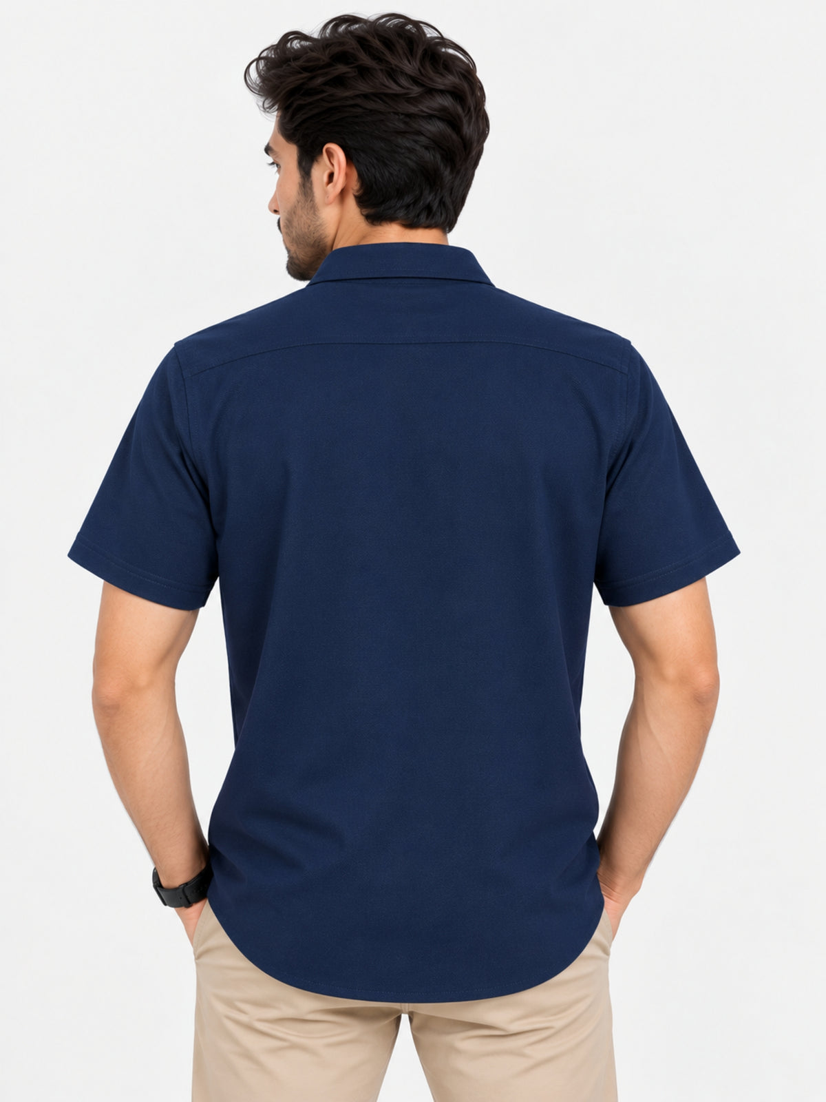 Classy "Brooklyn" Embroidered Soft Cotton Casual Shirt - Navy