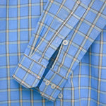 Men's Checkered Summers Casual Shirt - Sky Blue