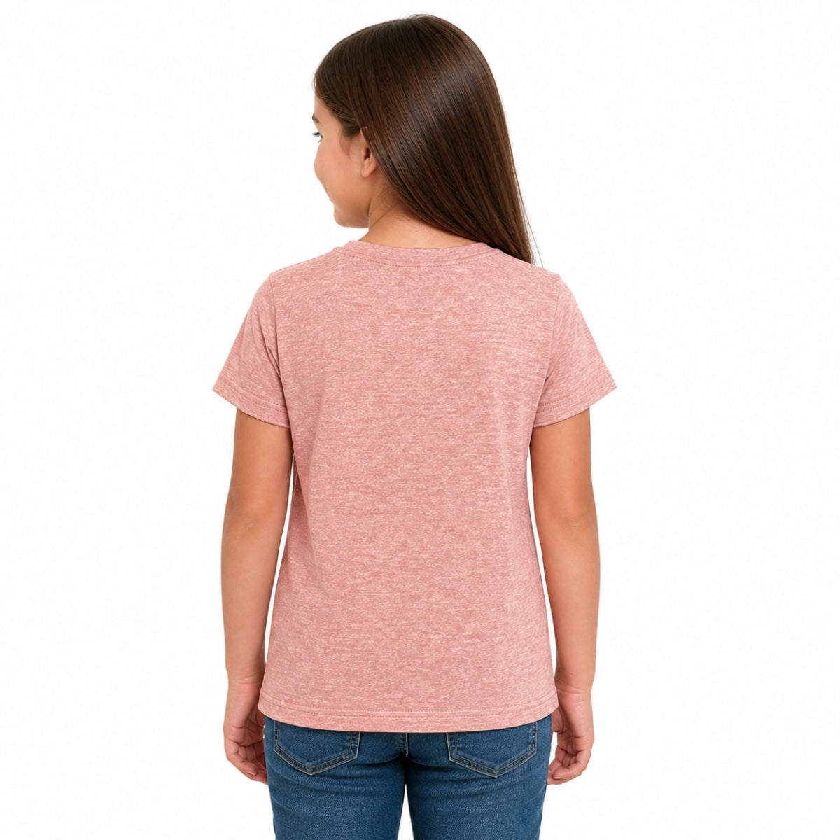 Girls’ Summer Flowers Graphic Printed T-Shirt – Peach