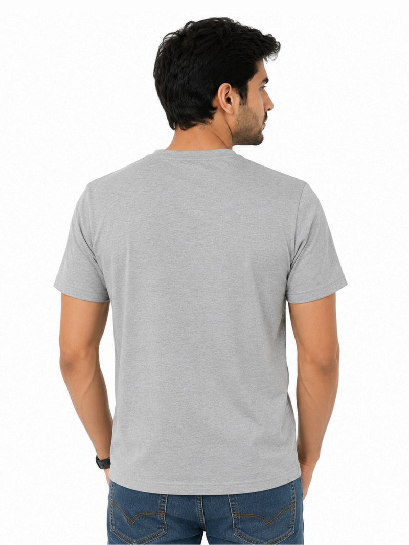 Men's Signature Emb. Round Neck Tee Shirt - Light Gray