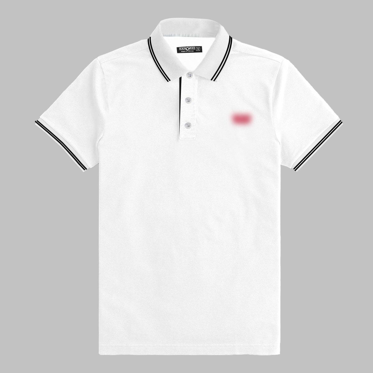 Men's Emb. Plain White Tipping Collar Polo Shirt