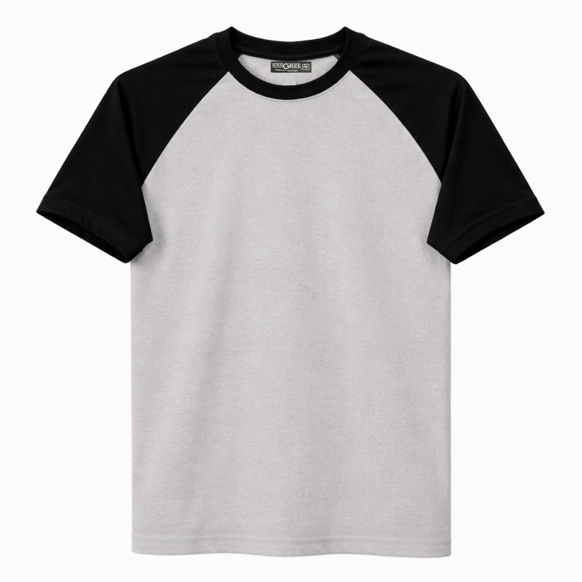 Men's Classic Raglan Tee Shirt - Light Gray & Black