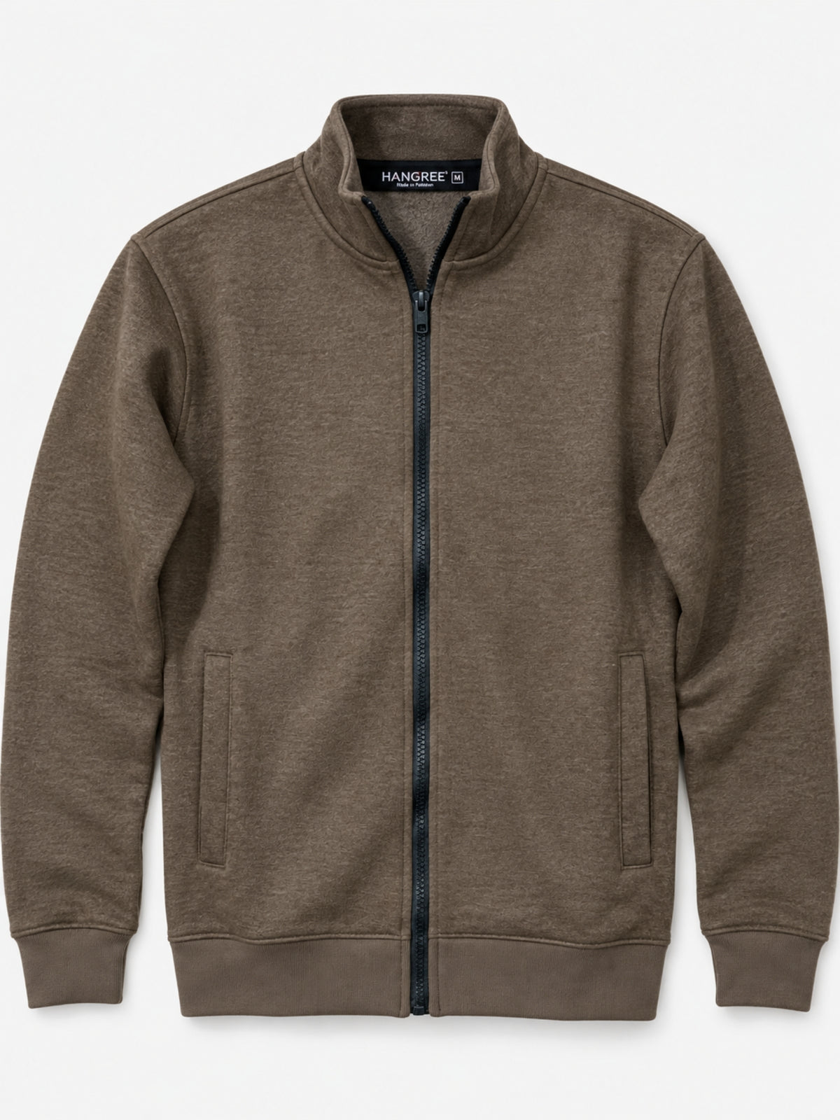 HG Men's Mockneck Fleece Zipper Jacket - Brown