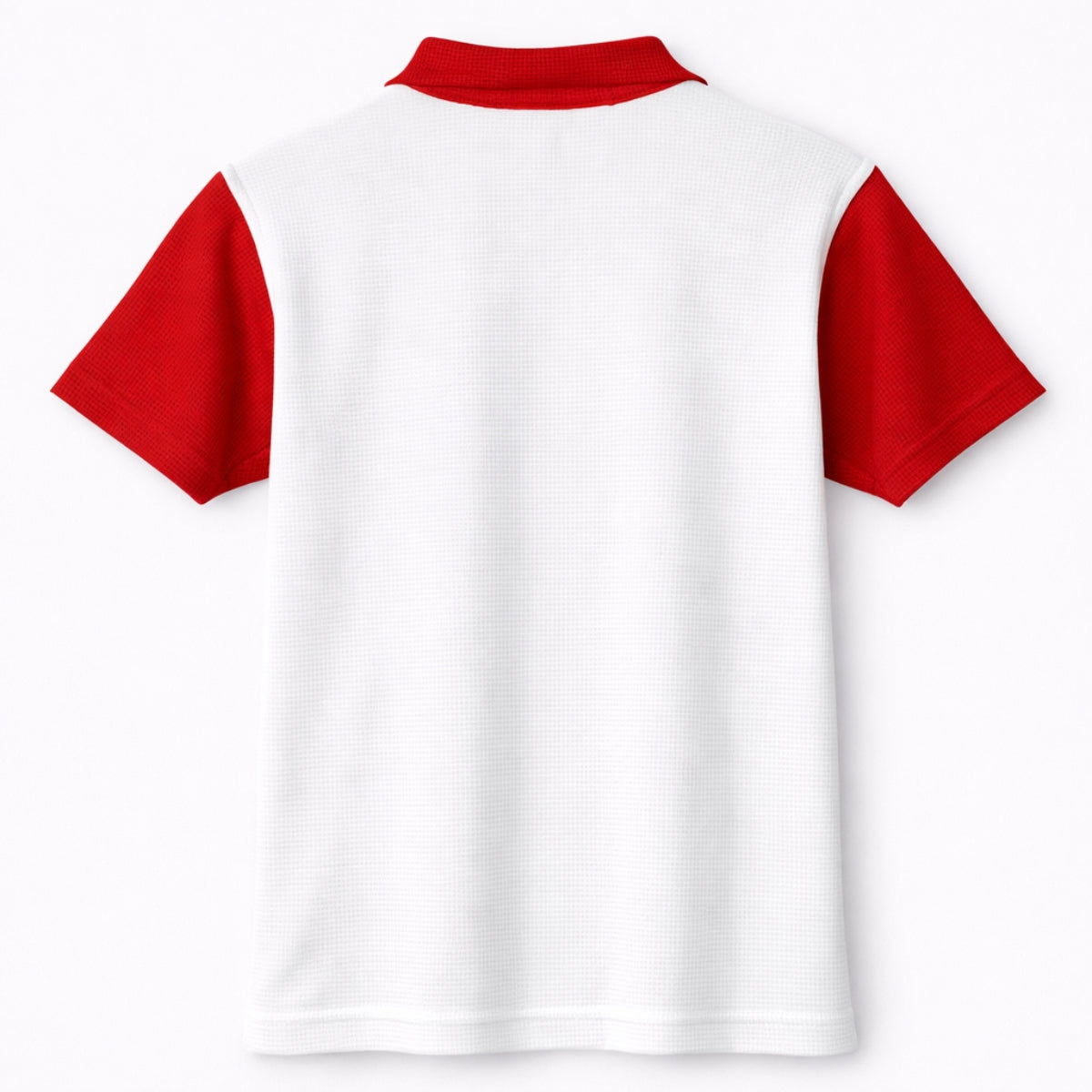 Men’s Premium Thermal Knit Half-Zip Polo Shirt – White & Red