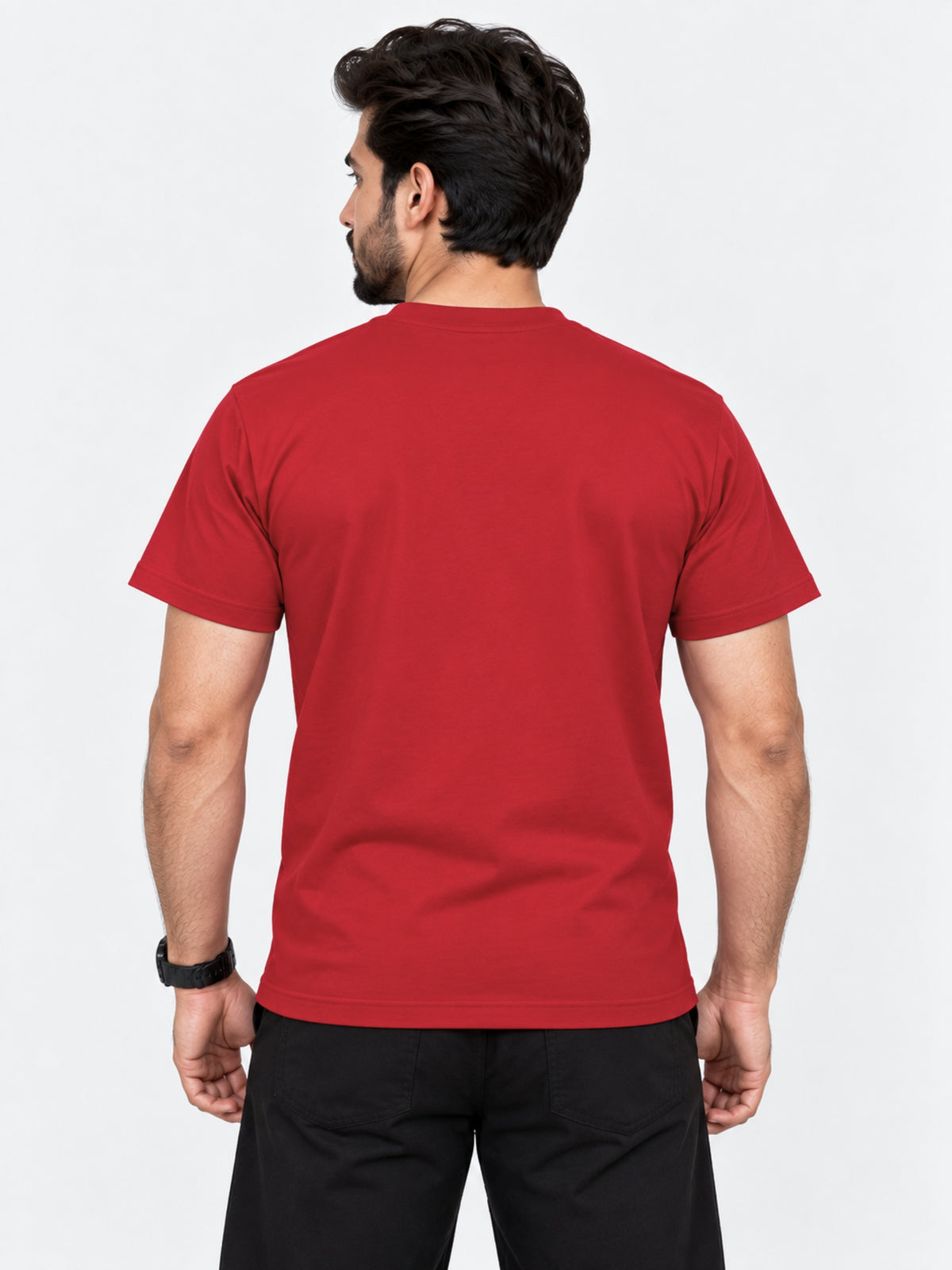 Branded Round Neck Fashion Tee Shirt - Red