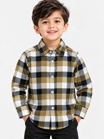 Boy's Multicolor Checkered Full Sleeves Winters Casual Shirt