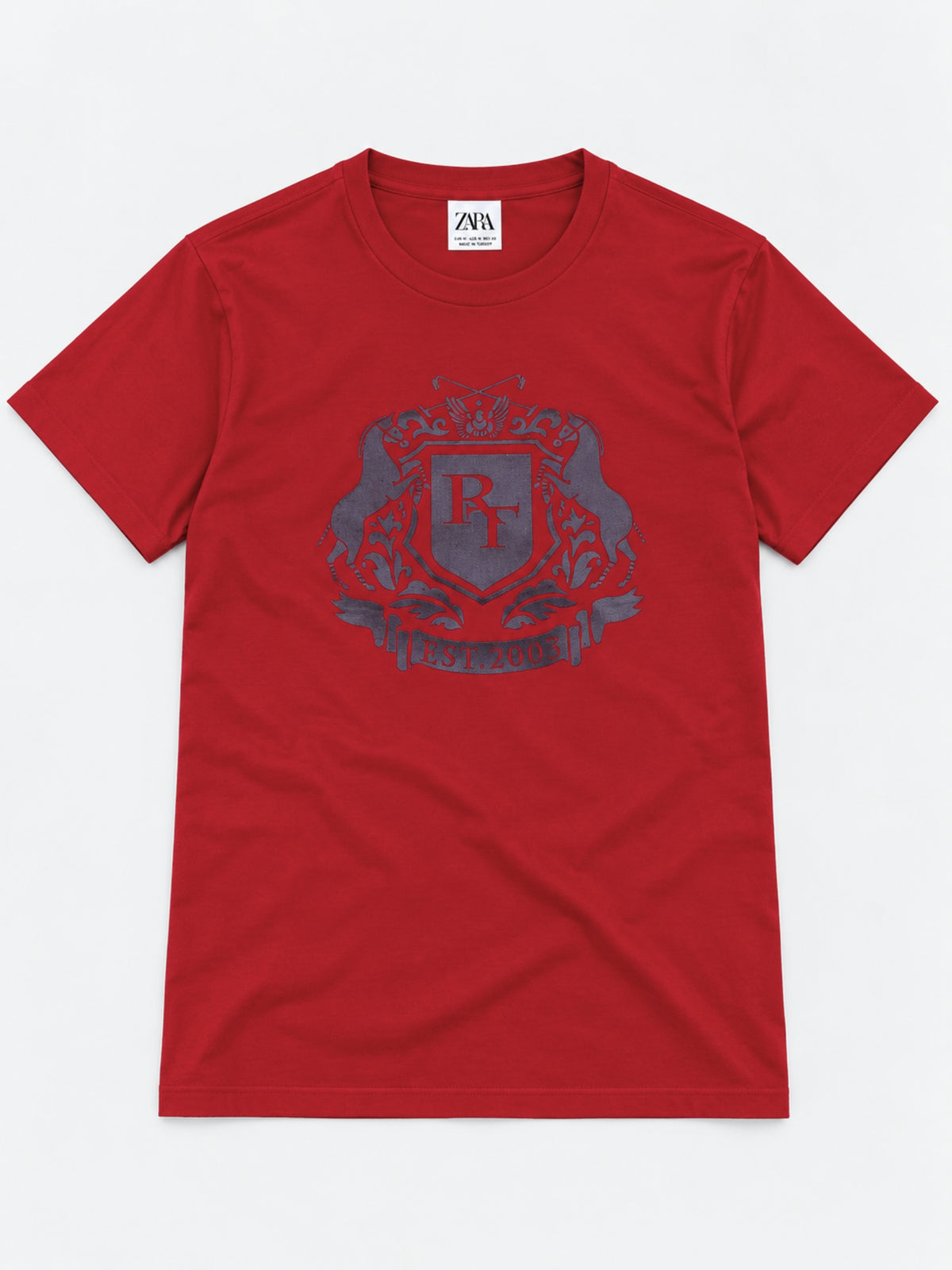 Branded Round Neck Fashion Tee Shirt - Red