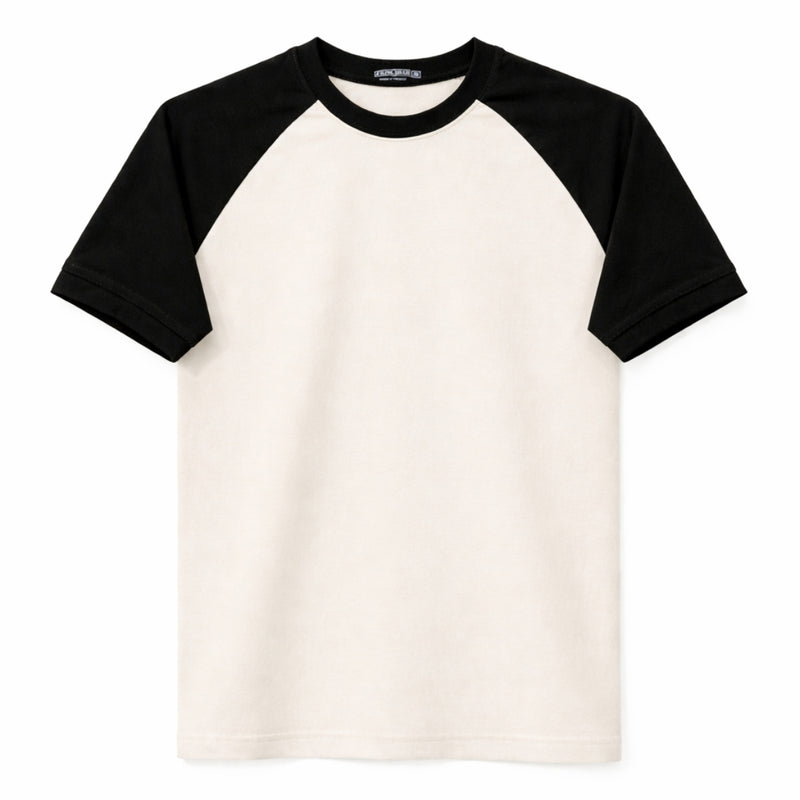 Men's Classic Raglan Tee Shirt - Cream & Black