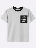 Men's Round Neck Contrast Printed Pocket Tee Shirt - Light Gray
