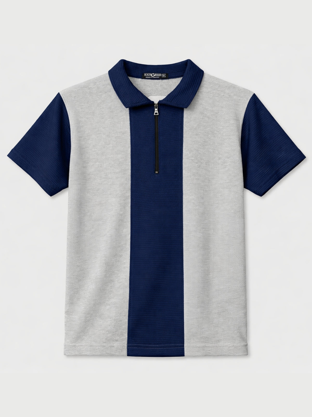 Men’s Premium Thermal Knit Half-Zip Polo Shirt – Gray & Navy