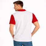 Men’s Premium Thermal Knit Half-Zip Polo Shirt – White & Red