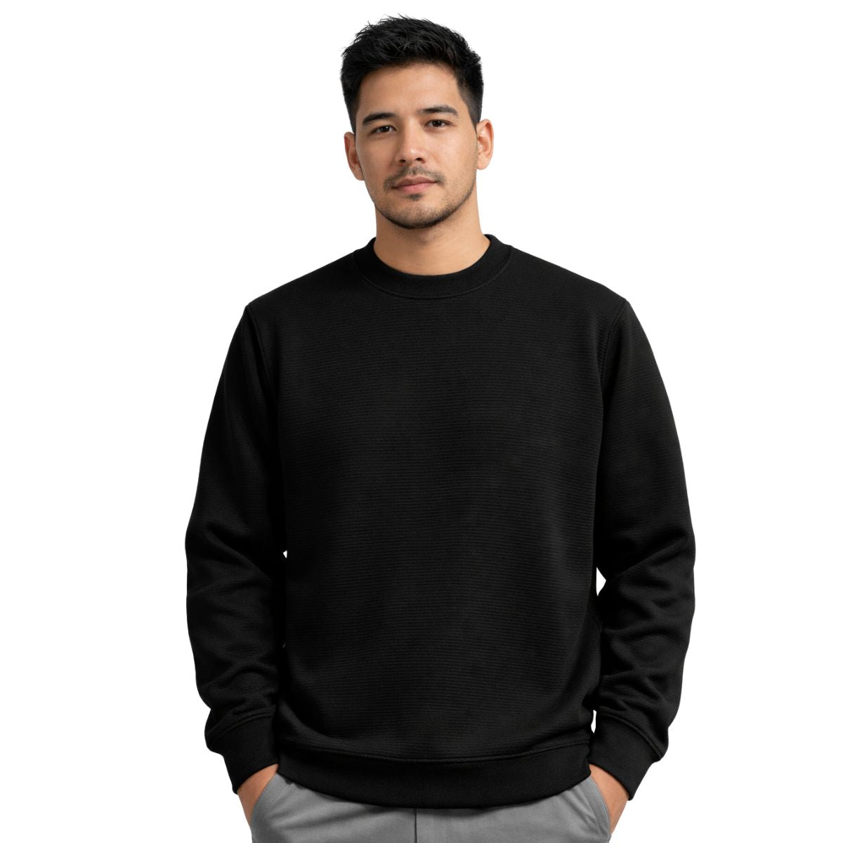 HG Men's Premium Polyestre Fleece Pattern Sweat Shirt - Black