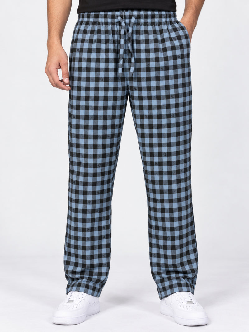 Men Casual Check Trouser -  Black Blue