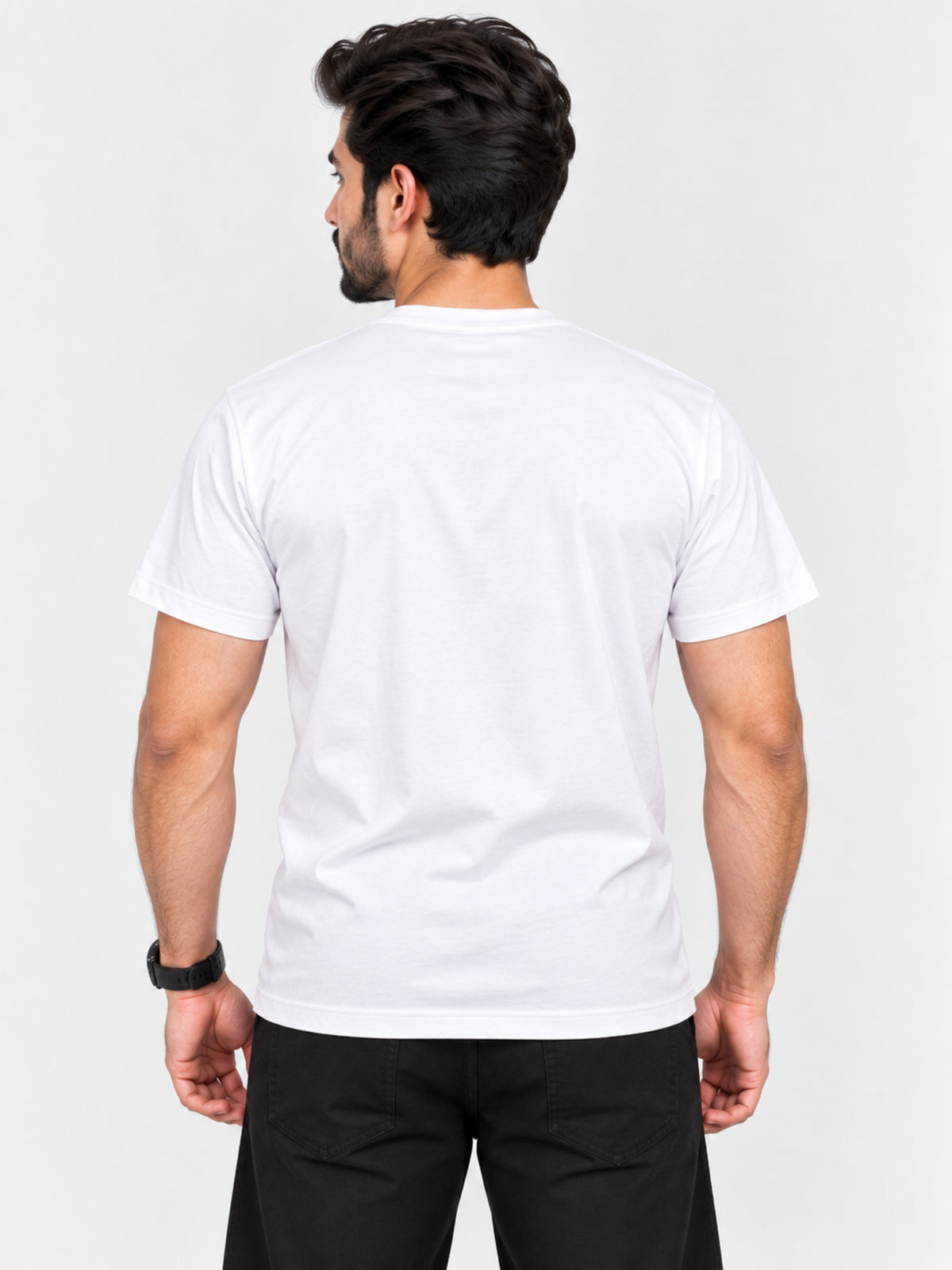 Branded Round Neck Fashion Tee Shirt - White
