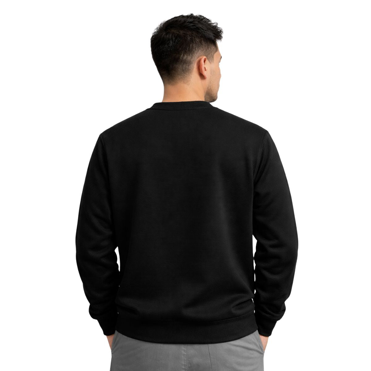 HG Men's Premium Polyestre Fleece Pattern Sweat Shirt - Black