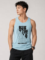 Men Graphic Printed ActiveFit Sleeveless Vest - Sky Gray