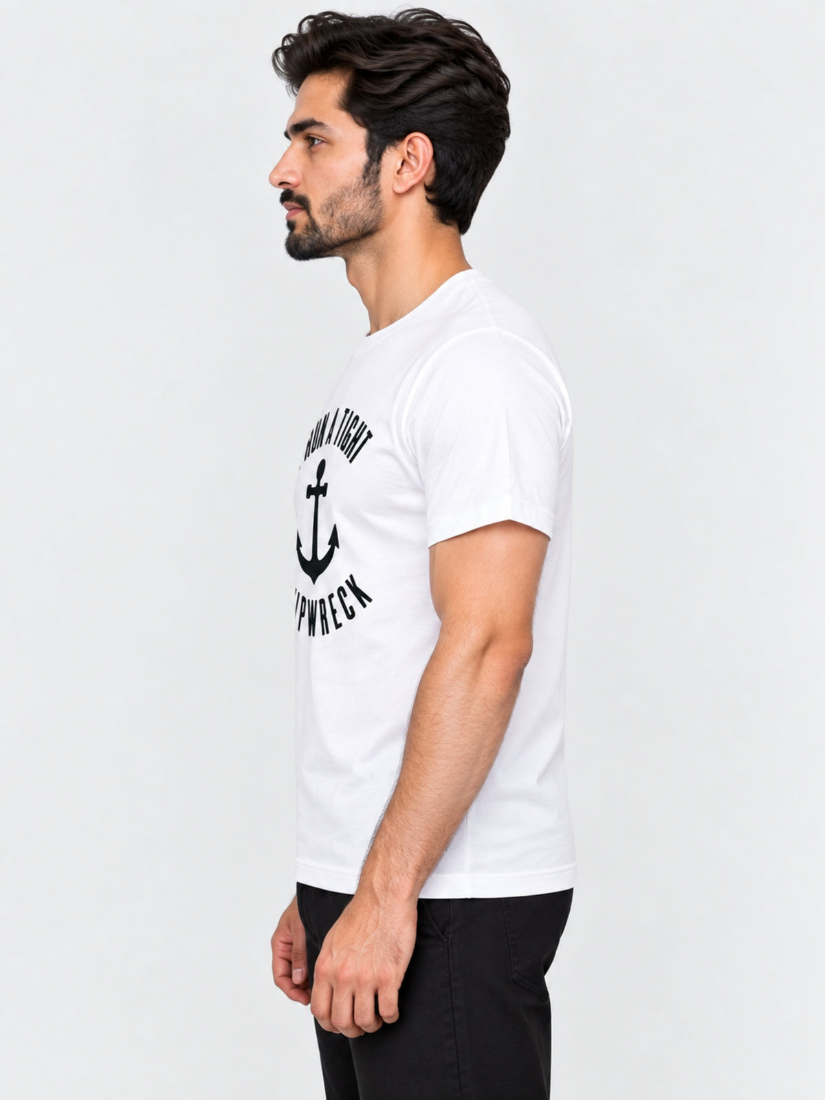 Branded Round Neck Fashion Tee Shirt - White