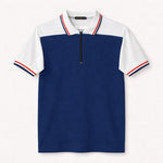 Men’s Modern Luxe Panel Half Zip Polo Shirt - Blue & White