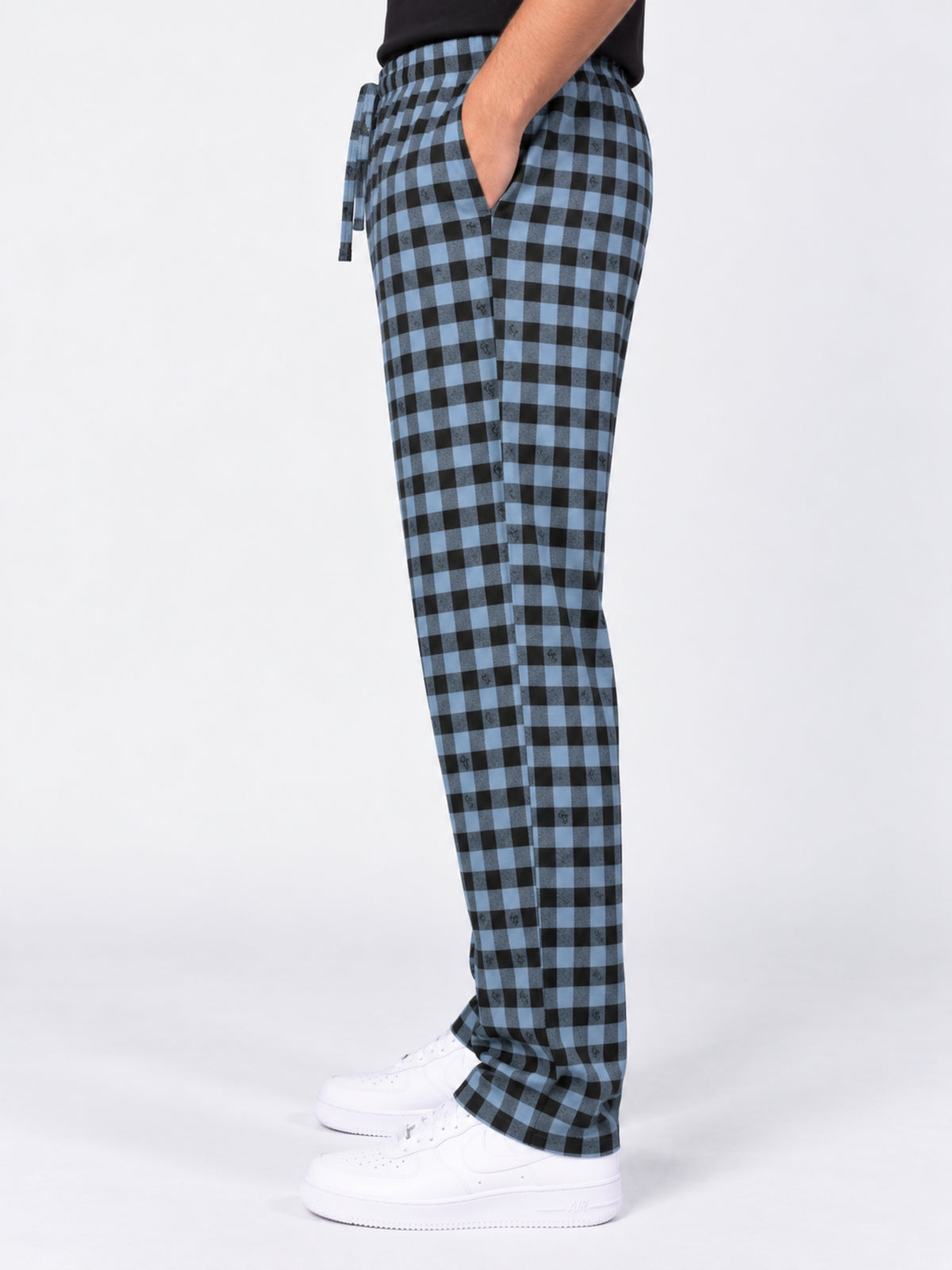 Men Casual Check Trouser -  Black Blue