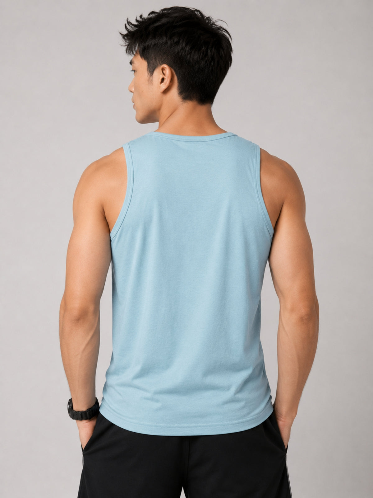 Men Graphic Printed ActiveFit Sleeveless Vest - Sky Gray