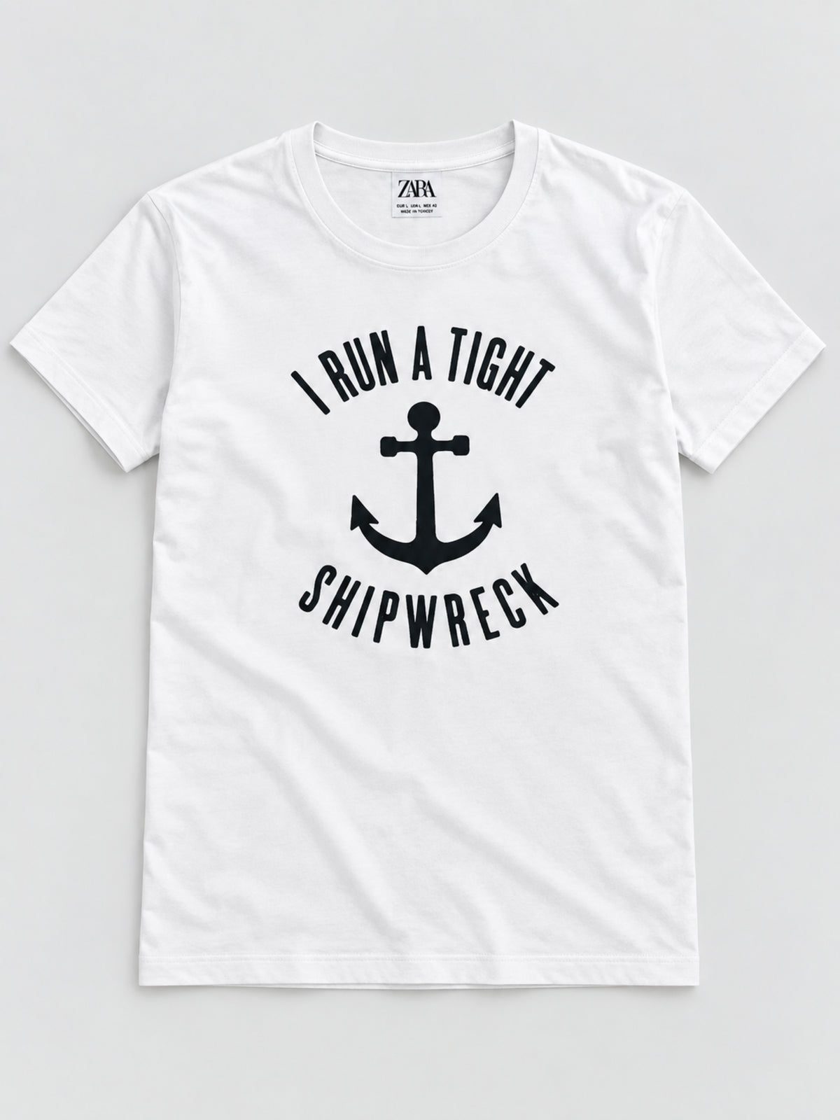Branded Round Neck Fashion Tee Shirt - White