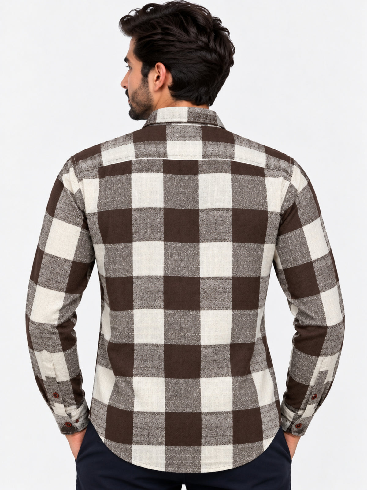 Irish Cotton Contrast Check Casual Shirt