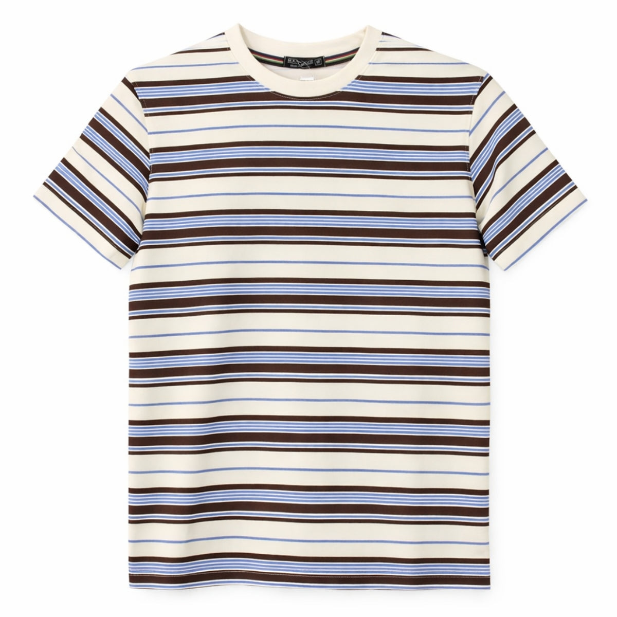 Men’s Yarn Dyed Striped Round Neck T-Shirt – Cream Multi