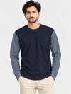 Contrast Full Sleeve Tee Shirt - Navy