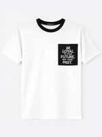 Men's Round Neck Contrast Printed Pocket Tee Shirt - White