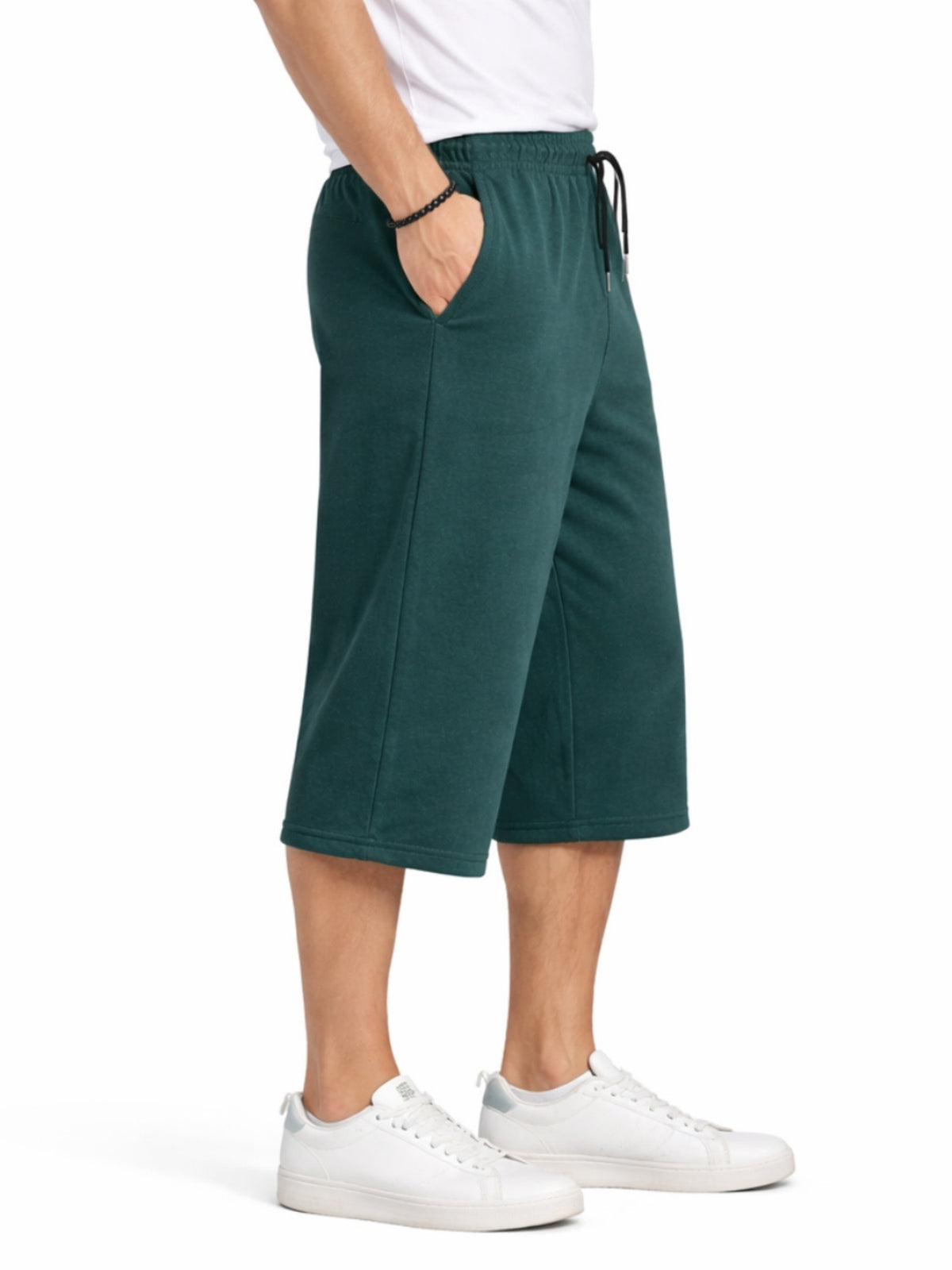Men's Basic Summer Essential 3 Quarter Shorts - Forest Green
