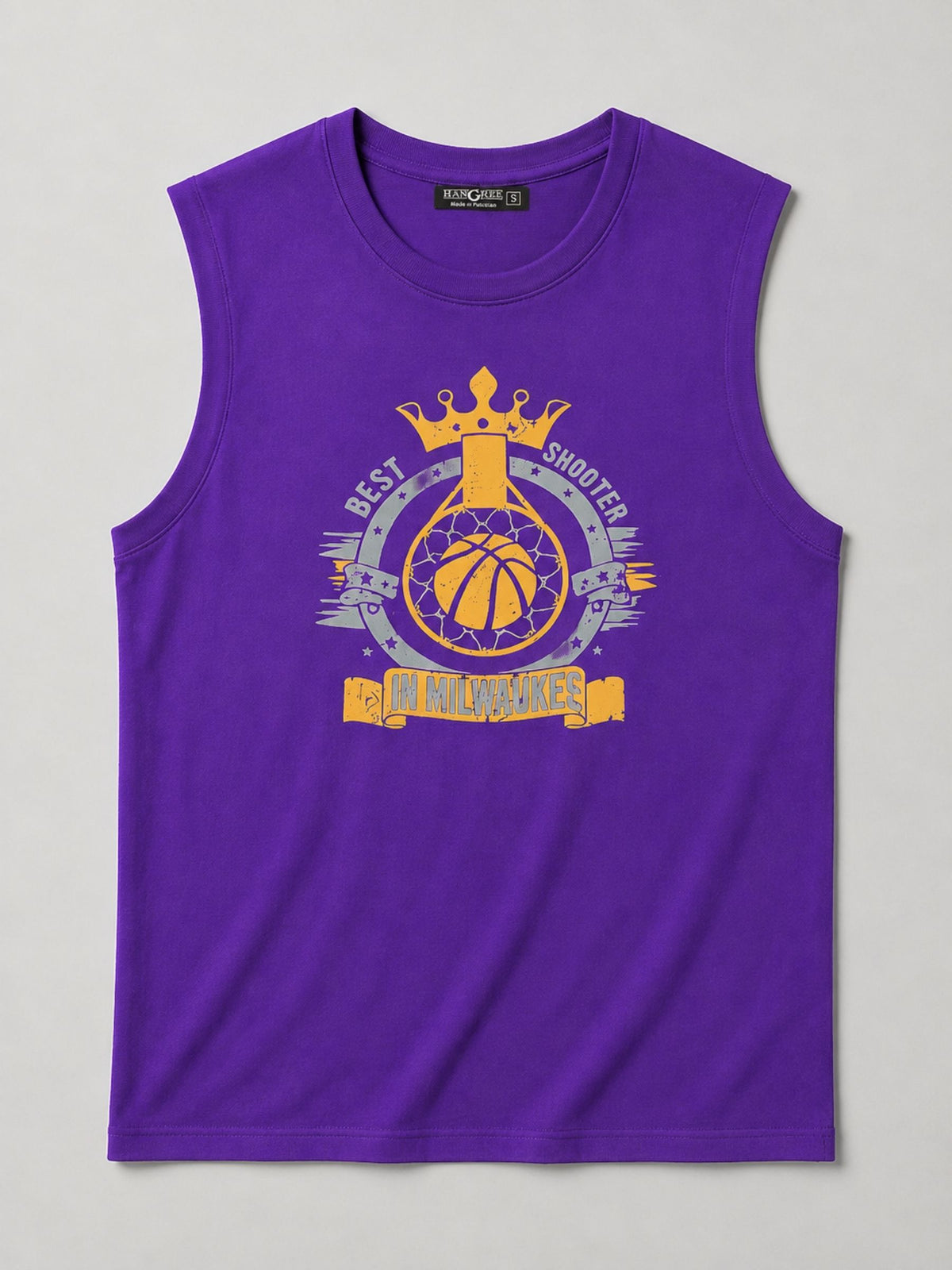 Graphic Printed Sleeveless Tee Shirt - Purple