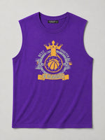 Graphic Printed Sleeveless Tee Shirt - Purple
