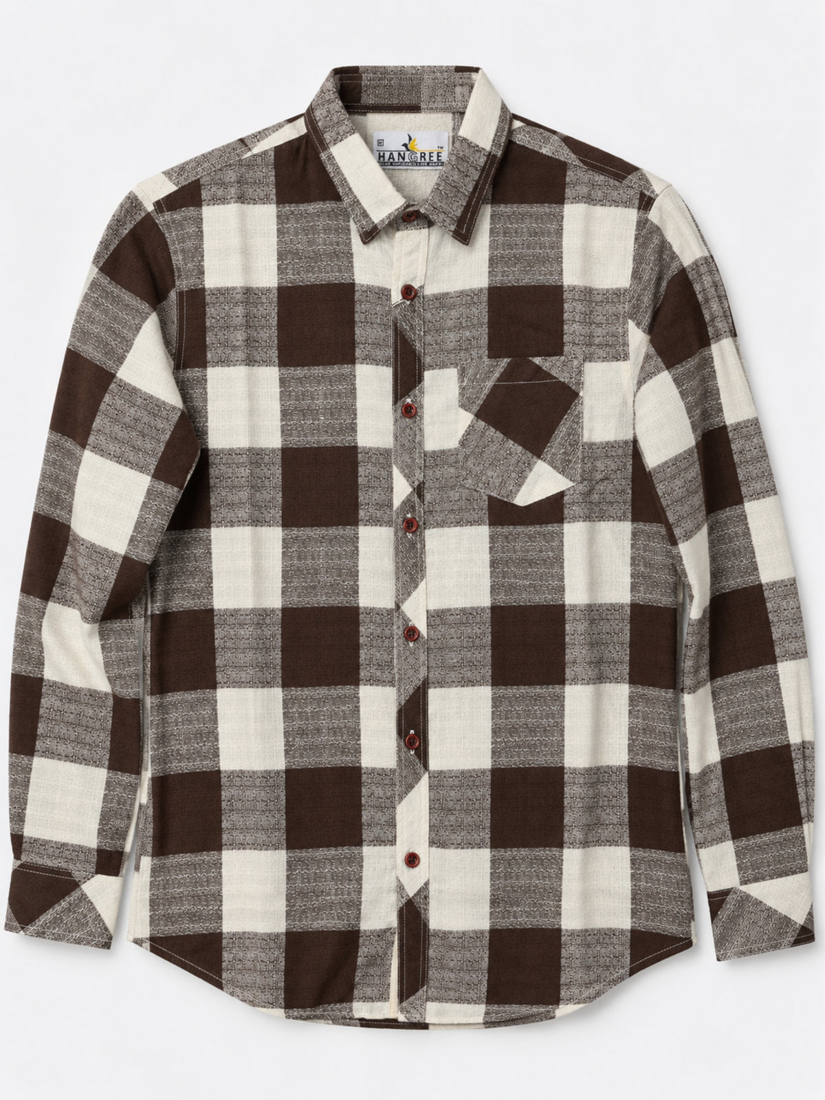 Irish Cotton Contrast Check Casual Shirt