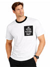 Men's Round Neck Contrast Printed Pocket Tee Shirt - White
