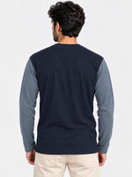 Contrast Full Sleeve Tee Shirt - Navy