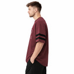 Unisex Oversized Graphic Printed Drop Shoulder T-Shirt - Red Wine