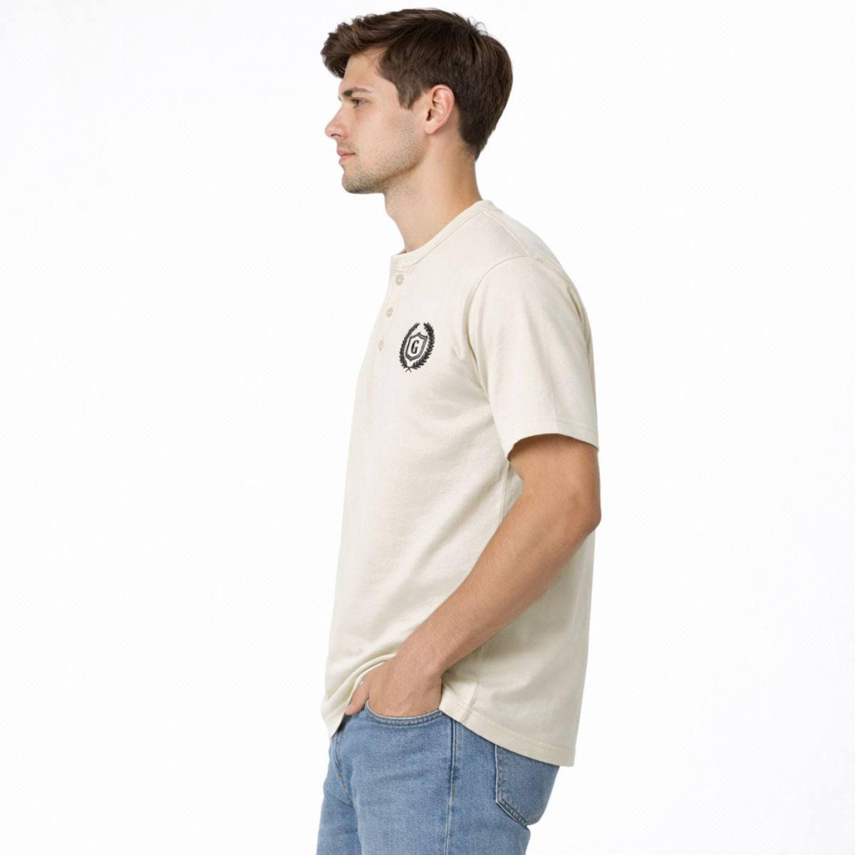 Men's Signature Emb. Henley Tee Shirt - Skin