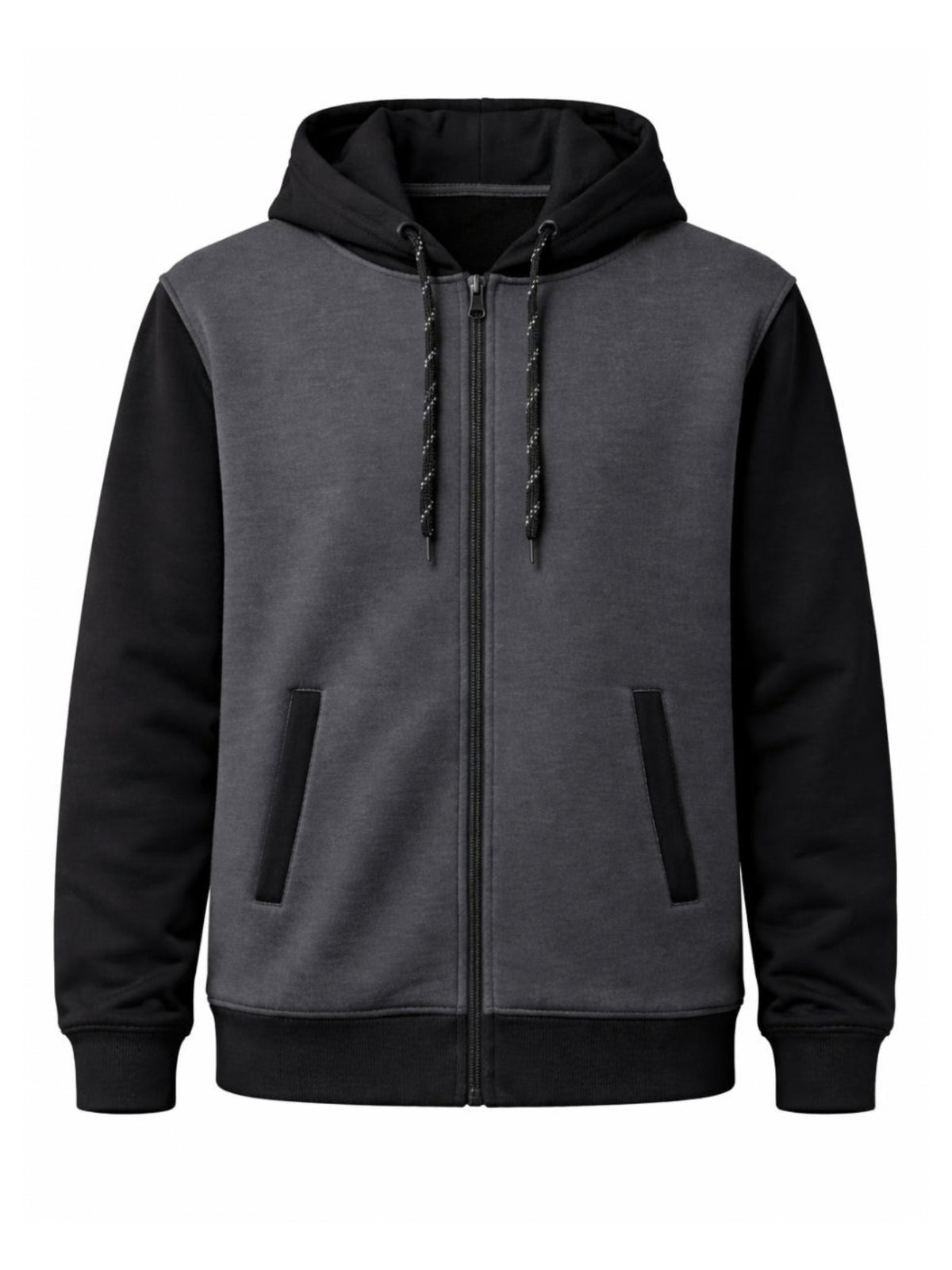 HG Two-Tone Fleece Zip-Up Hoodie – Gunmetal Gray & Black