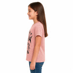 Girls’ Summer Flowers Graphic Printed T-Shirt – Peach