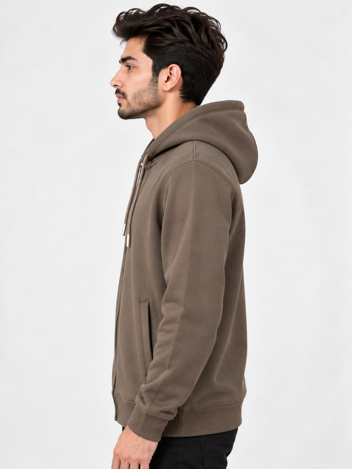 Men’s Plain Fleece Zip-Up Hoodie