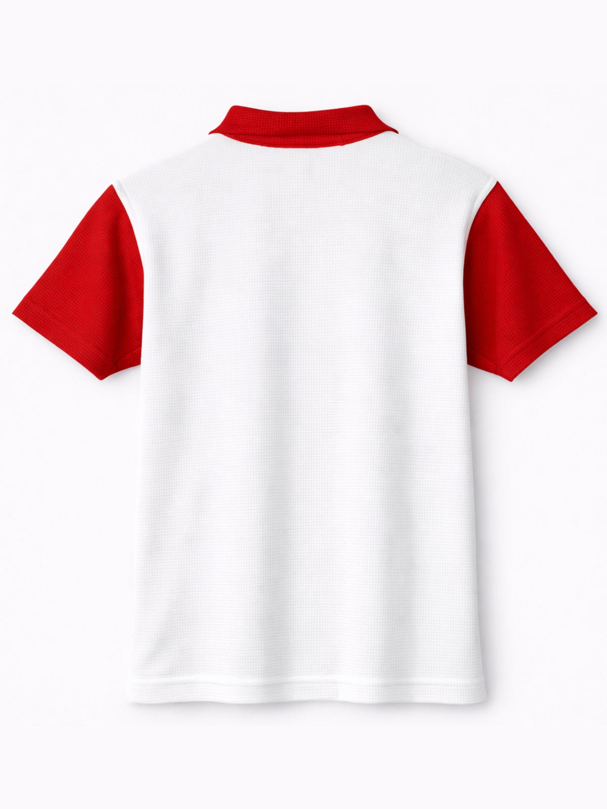 Men’s Premium Thermal Knit Half-Zip Polo Shirt – White & Red