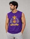 Graphic Printed Sleeveless Tee Shirt - Purple