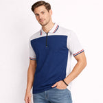 Men’s Modern Luxe Panel Half Zip Polo Shirt - Blue & White