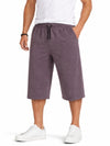 Men's Basic Summer Essential 3 Quarter Shorts - Purple Brown