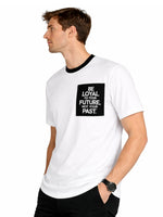 Men's Round Neck Contrast Printed Pocket Tee Shirt - White