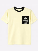 Men's Round Neck Contrast Printed Pocket Tee Shirt - Soft Yellow