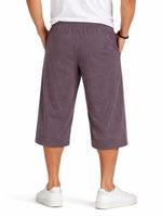 Men's Basic Summer Essential 3 Quarter Shorts - Purple Brown
