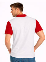 Men’s Premium Thermal Knit Half-Zip Polo Shirt – White & Red