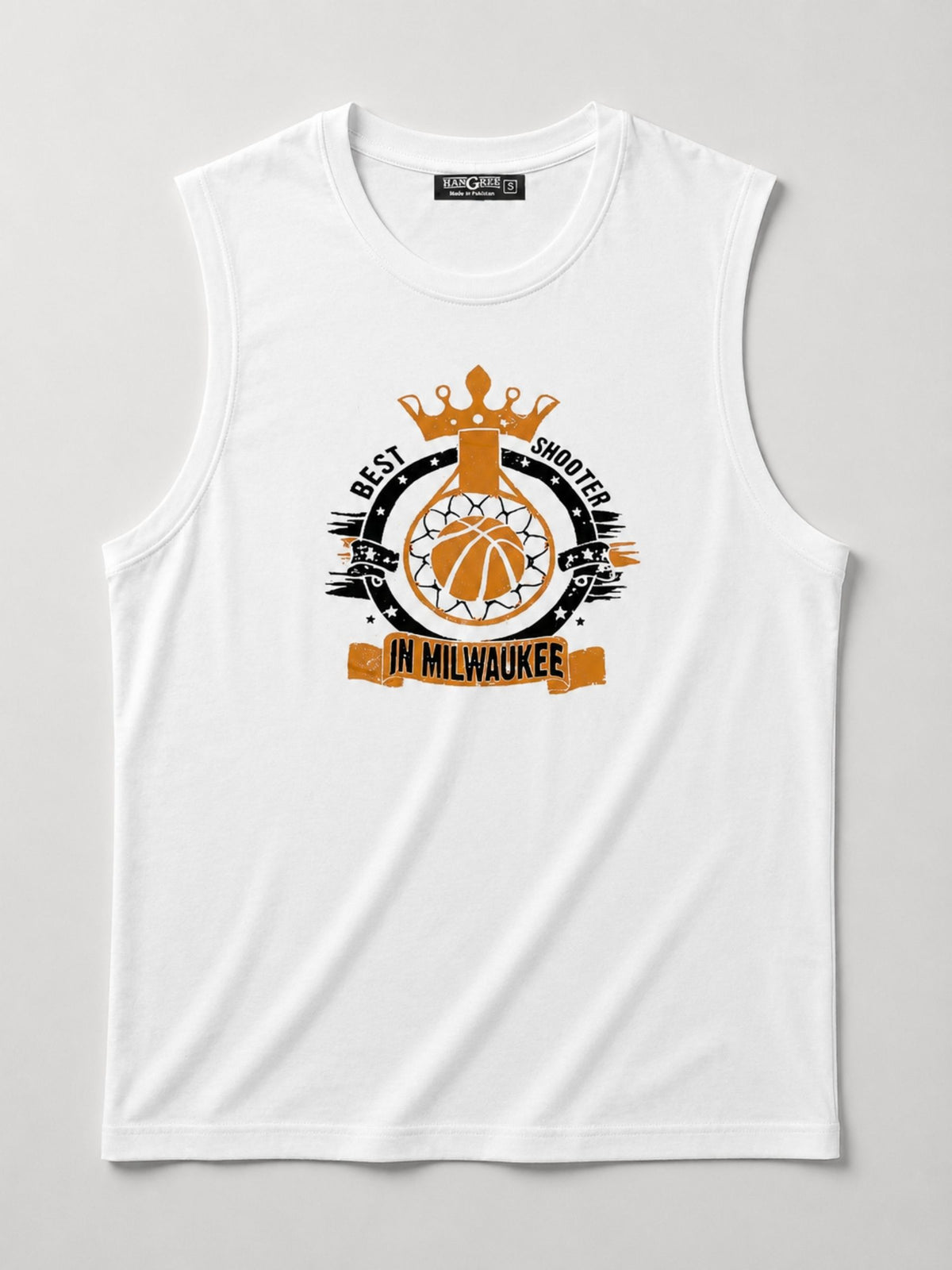 Graphic Printed Sleeveless Tee Shirt - White