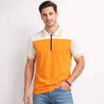 Men’s Modern Luxe Panel Half Zip Polo Shirt - Orange & White